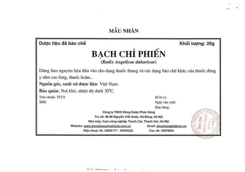 thông tin, cách dùng, giá thuốc Bạch chỉ phiến - ảnh 3