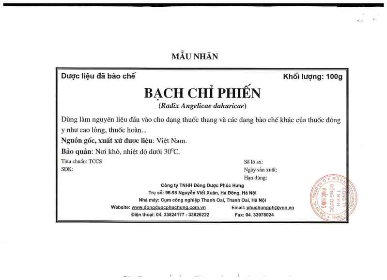 thông tin, cách dùng, giá thuốc Bạch chỉ phiến - ảnh 7