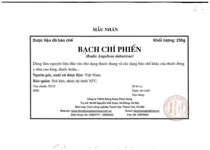 thông tin, cách dùng, giá thuốc Bạch chỉ phiến - ảnh 8