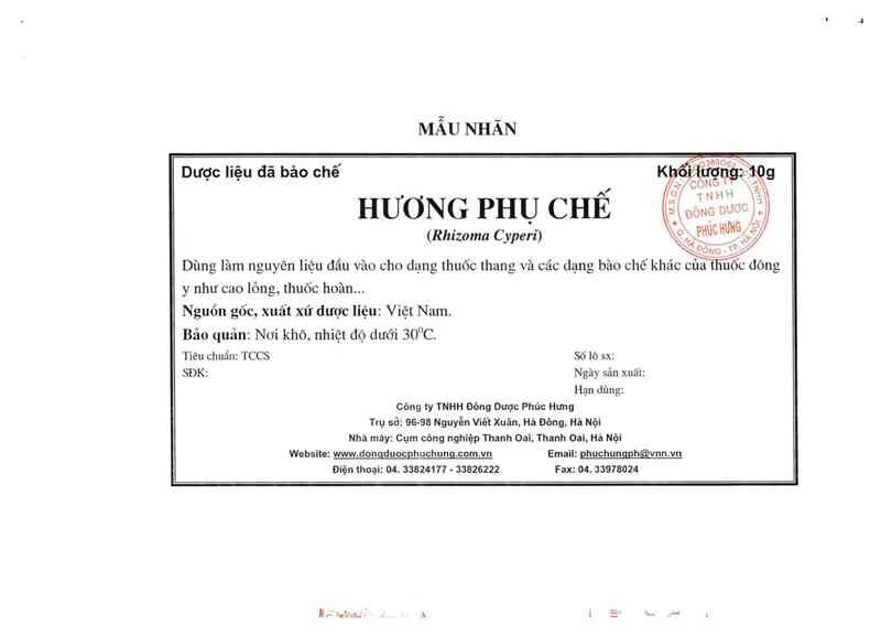 thông tin, cách dùng, giá thuốc Hương phụ chế - ảnh 1