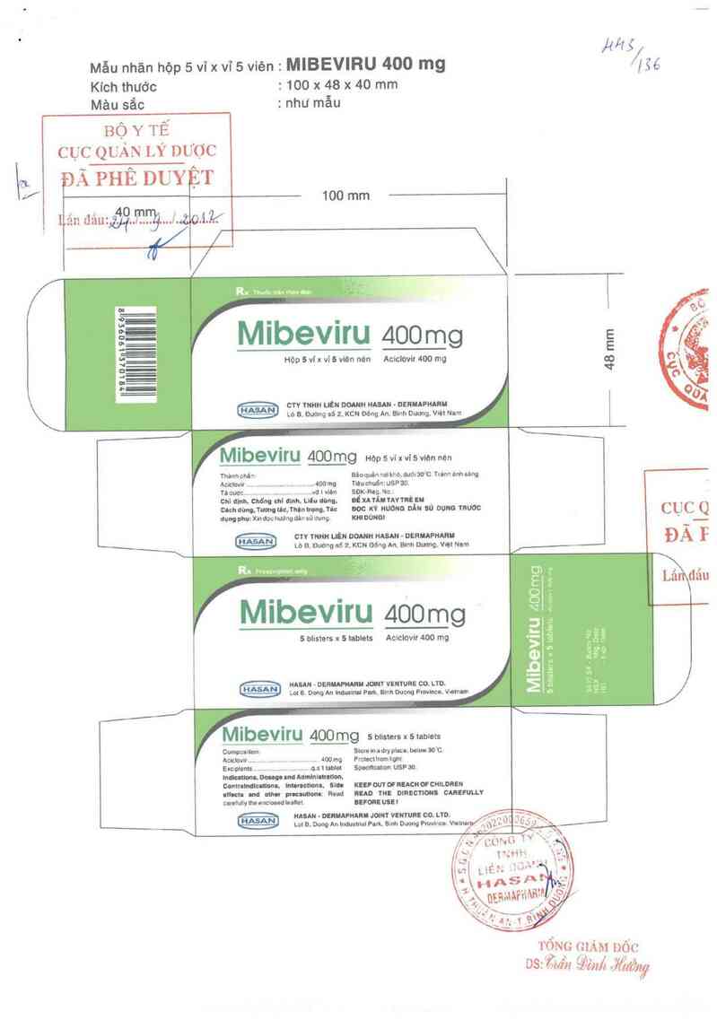 thông tin, cách dùng, giá thuốc Mibeviru 400 mg - ảnh 0