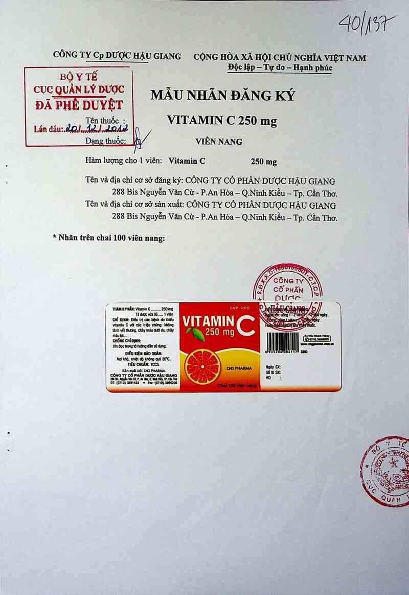 thông tin, cách dùng, giá thuốc Vitamin C 250 mg - ảnh 1