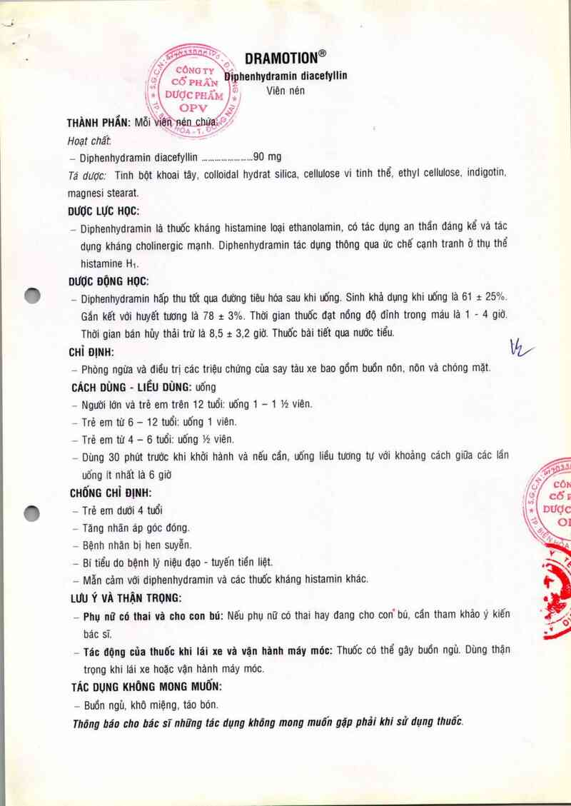 thông tin, cách dùng, giá thuốc Dramotion - ảnh 1