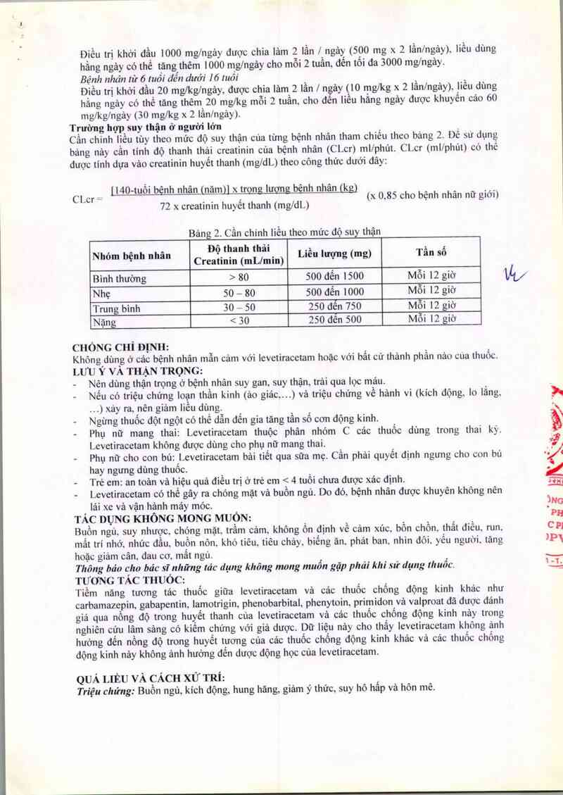 thông tin, cách dùng, giá thuốc Levecetam 500 - ảnh 2