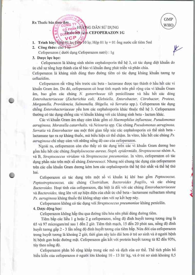 thông tin, cách dùng, giá thuốc Cefoperazon 1g - ảnh 4