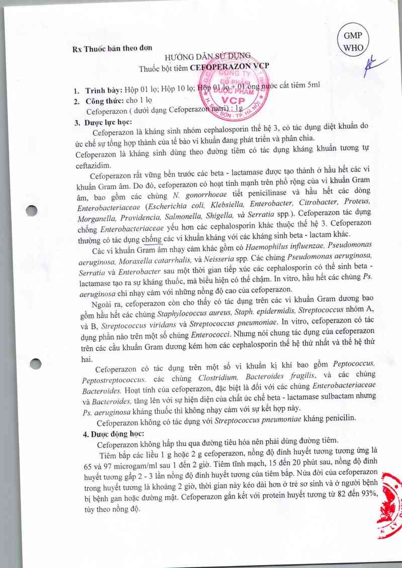 thông tin, cách dùng, giá thuốc Cefoperazon VCP - ảnh 8