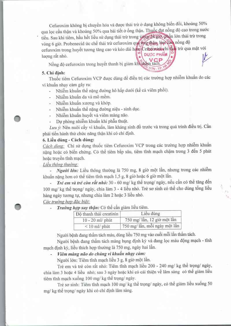 thông tin, cách dùng, giá thuốc Cefuroxim VCP - ảnh 5