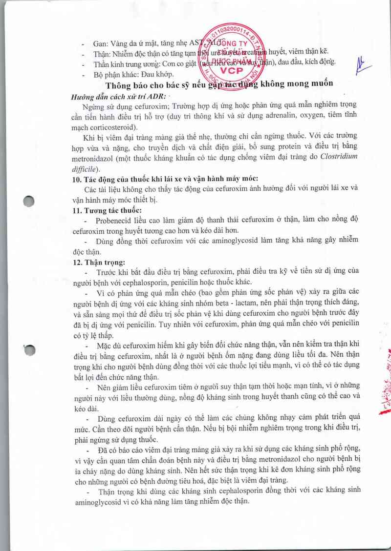 thông tin, cách dùng, giá thuốc Cefuroxim VCP - ảnh 7