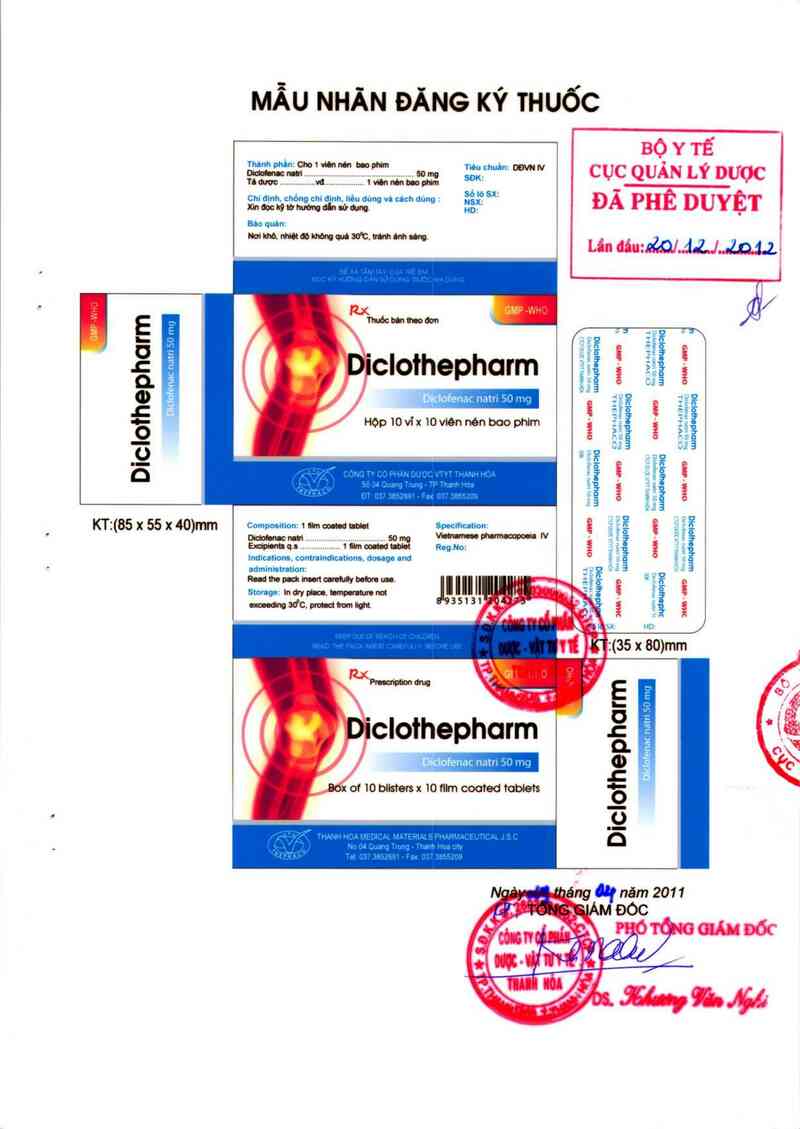 thông tin, cách dùng, giá thuốc Diclothepharm - ảnh 1