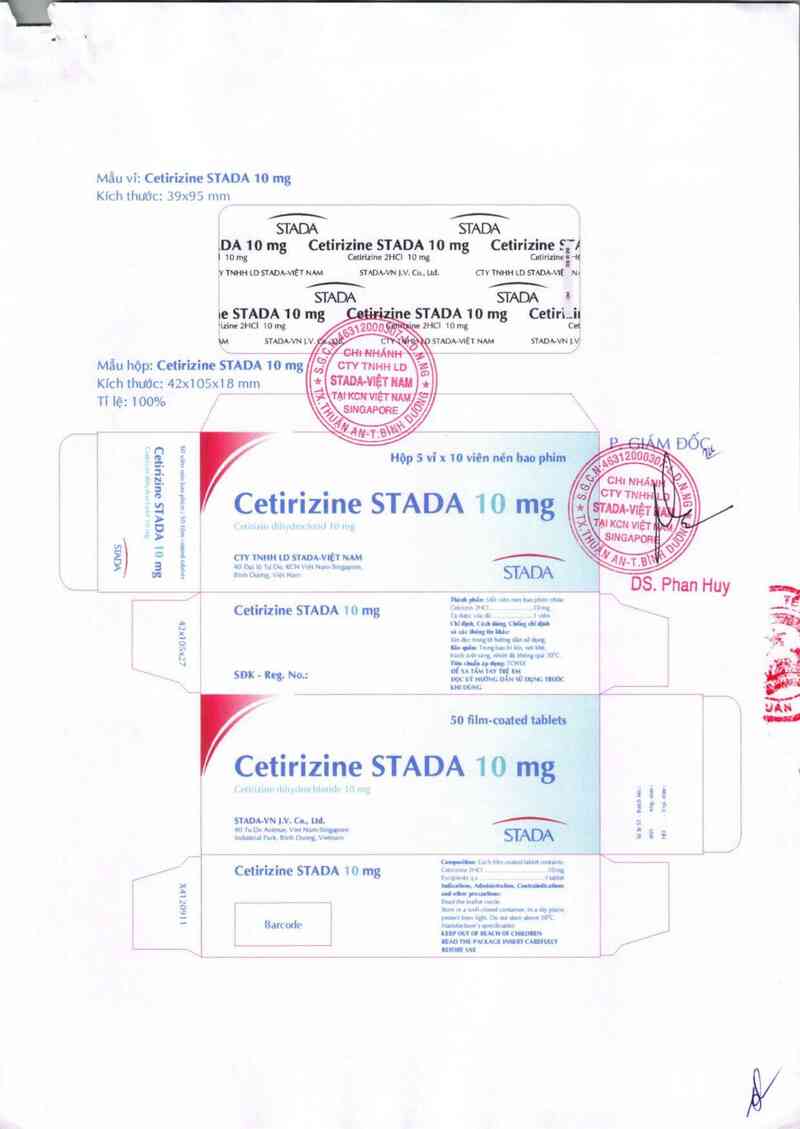 thông tin, cách dùng, giá thuốc Cetirizine Stada 10 mg - ảnh 1