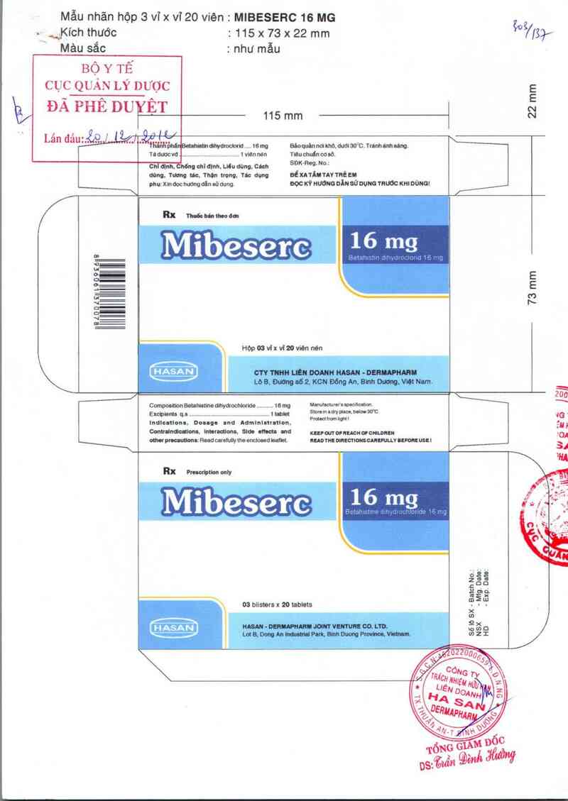 thông tin, cách dùng, giá thuốc Mibeserc 16mg - ảnh 0