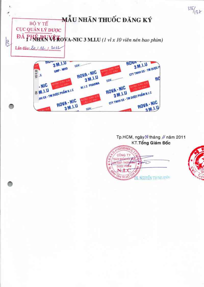 thông tin, cách dùng, giá thuốc Rova-NIC 3 M.I.U - ảnh 0