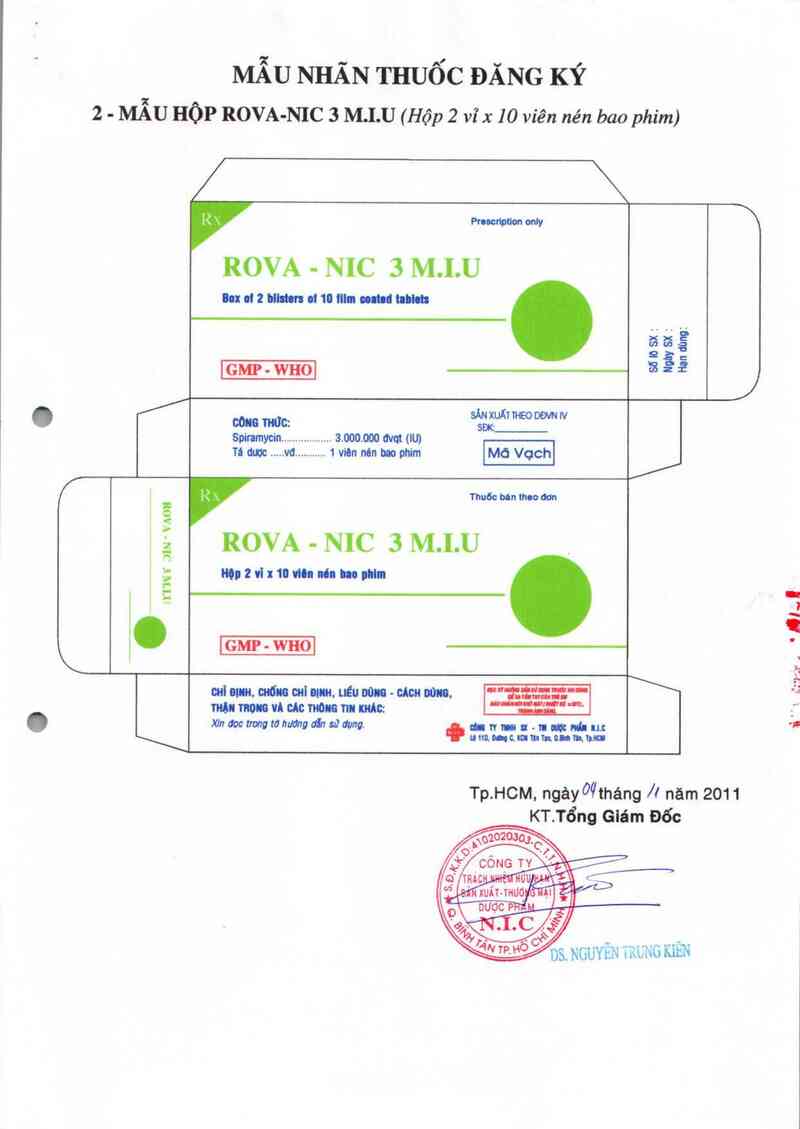 thông tin, cách dùng, giá thuốc Rova-NIC 3 M.I.U - ảnh 1