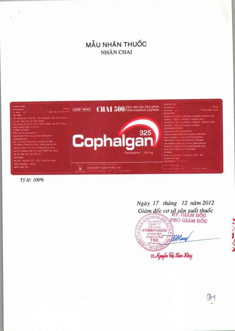 thông tin, cách dùng, giá thuốc Cophalgan 325 - ảnh 2