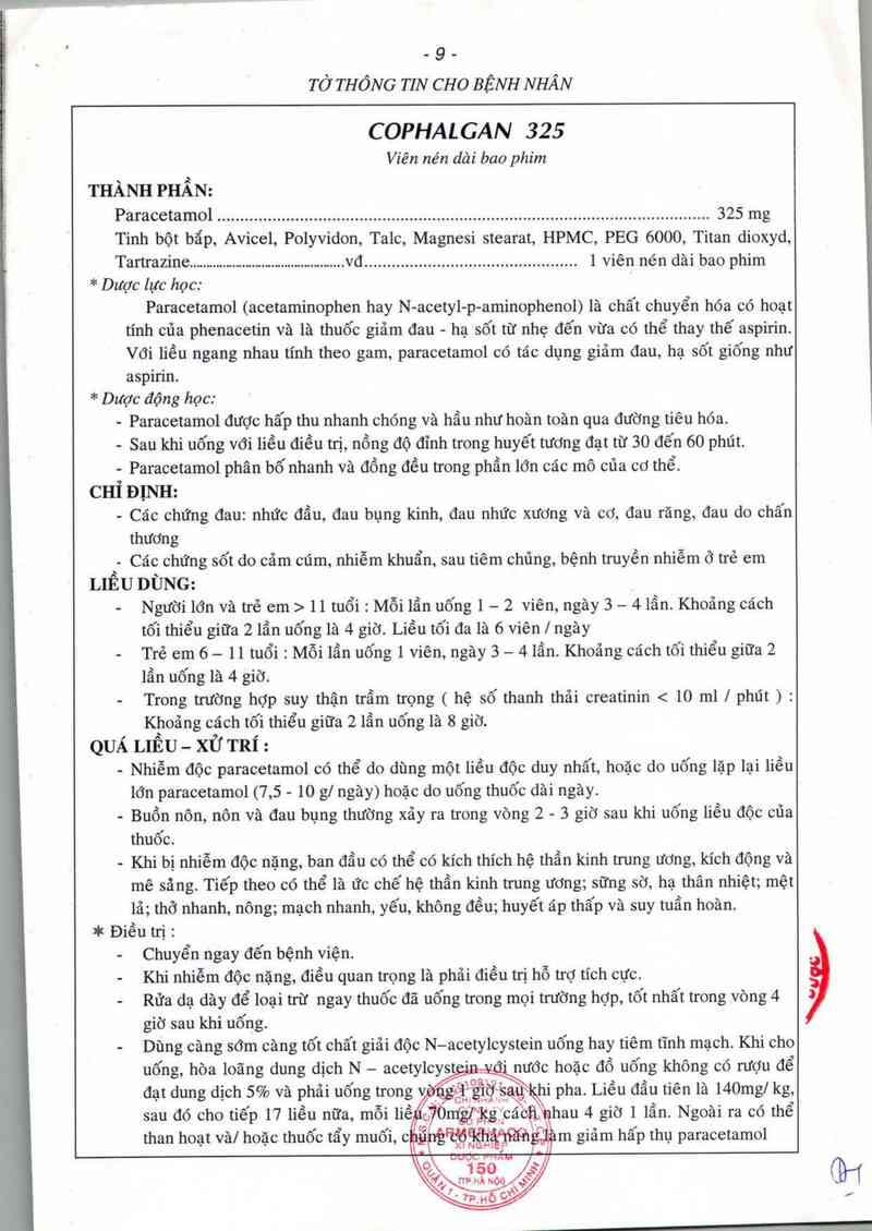 thông tin, cách dùng, giá thuốc Cophalgan 325 - ảnh 4