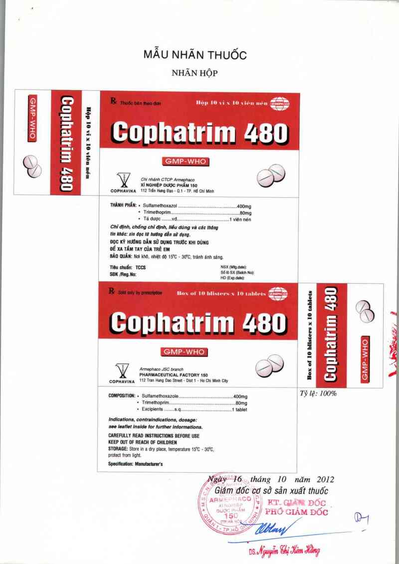 thông tin, cách dùng, giá thuốc Cophatrim 480 - ảnh 1