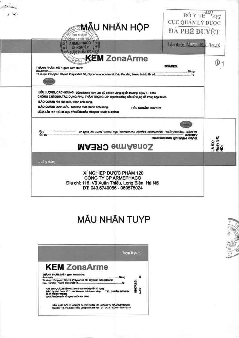 thông tin, cách dùng, giá thuốc Kem Zonaarme - ảnh 0