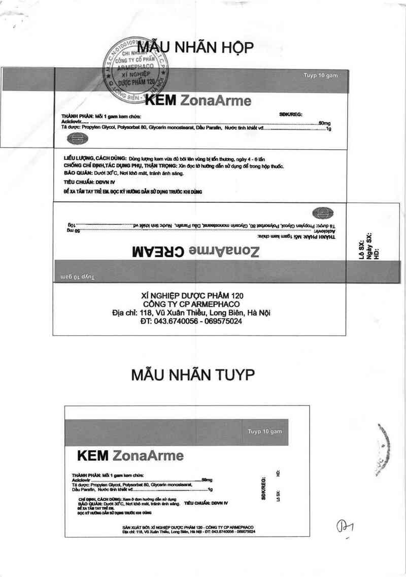thông tin, cách dùng, giá thuốc Kem Zonaarme - ảnh 1