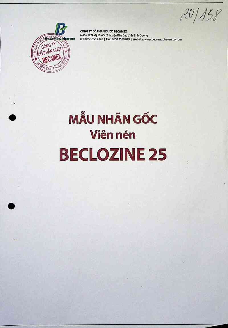 thông tin, cách dùng, giá thuốc Beclozine 25 - ảnh 0