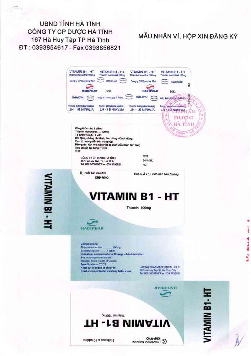 thông tin, cách dùng, giá thuốc Vitamin B1 - HT - ảnh 1