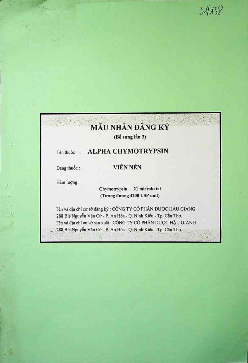 thông tin, cách dùng, giá thuốc Alpha Chymotrypsin - ảnh 0