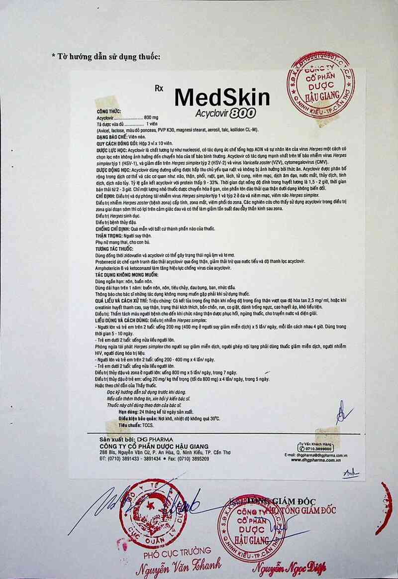 thông tin, cách dùng, giá thuốc Medskin Acyclovir 800 - ảnh 3