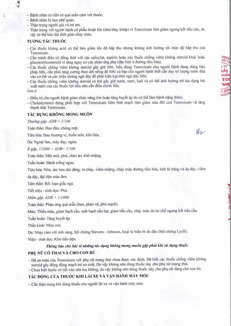 thông tin, cách dùng, giá thuốc Tenoxicam Boston - ảnh 3
