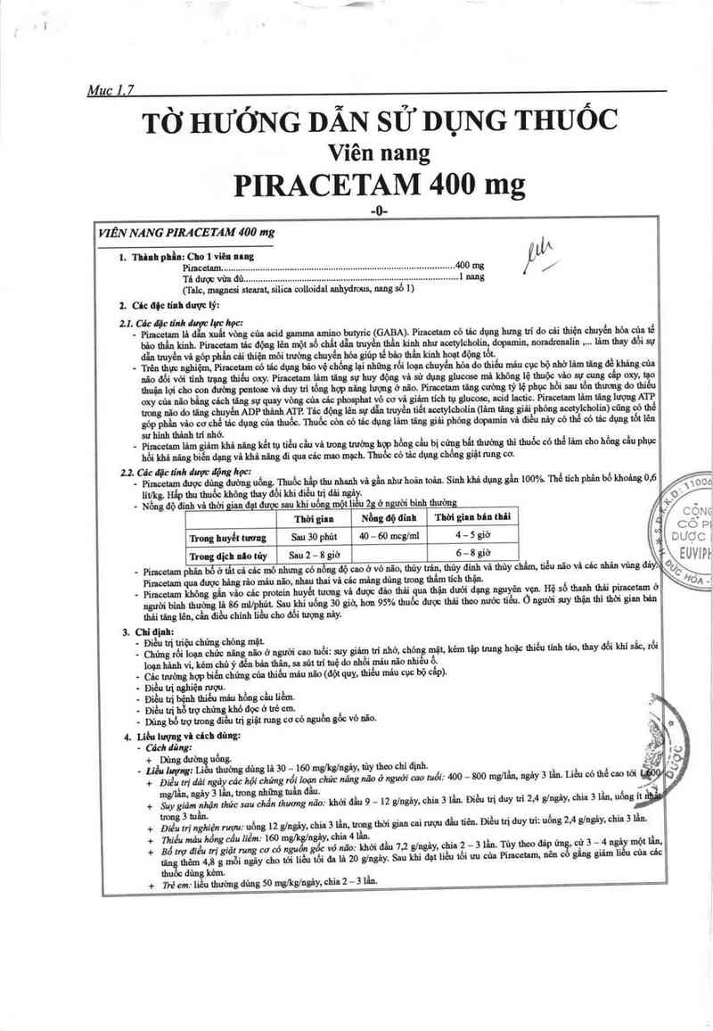 thông tin, cách dùng, giá thuốc Piracetam 400 mg - ảnh 2