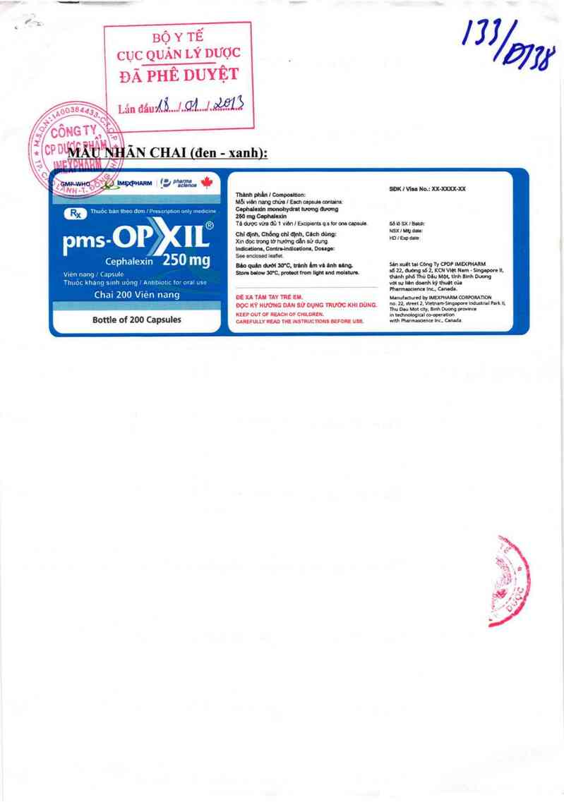 thông tin, cách dùng, giá thuốc pms - Opxil 250 mg - ảnh 0