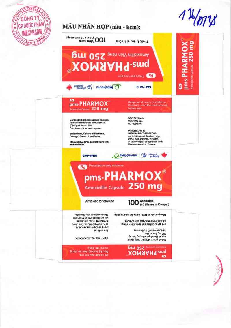 thông tin, cách dùng, giá thuốc pms - Pharmox 250 mg - ảnh 1