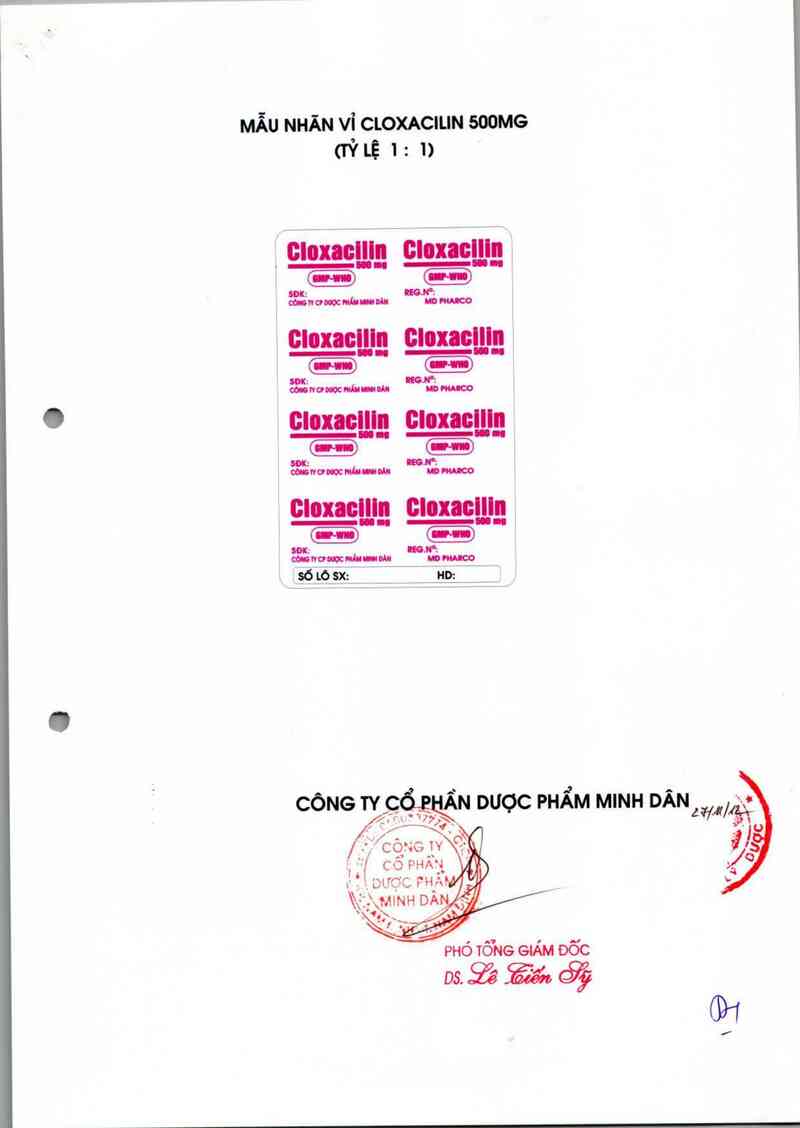 thông tin, cách dùng, giá thuốc Cloxacilin 500mg - ảnh 1