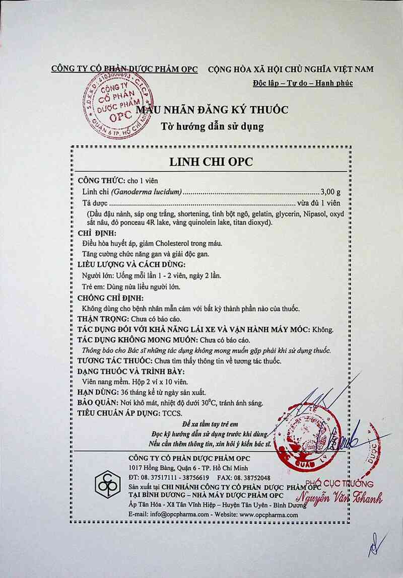 thông tin, cách dùng, giá thuốc Linh chi OPC - ảnh 3