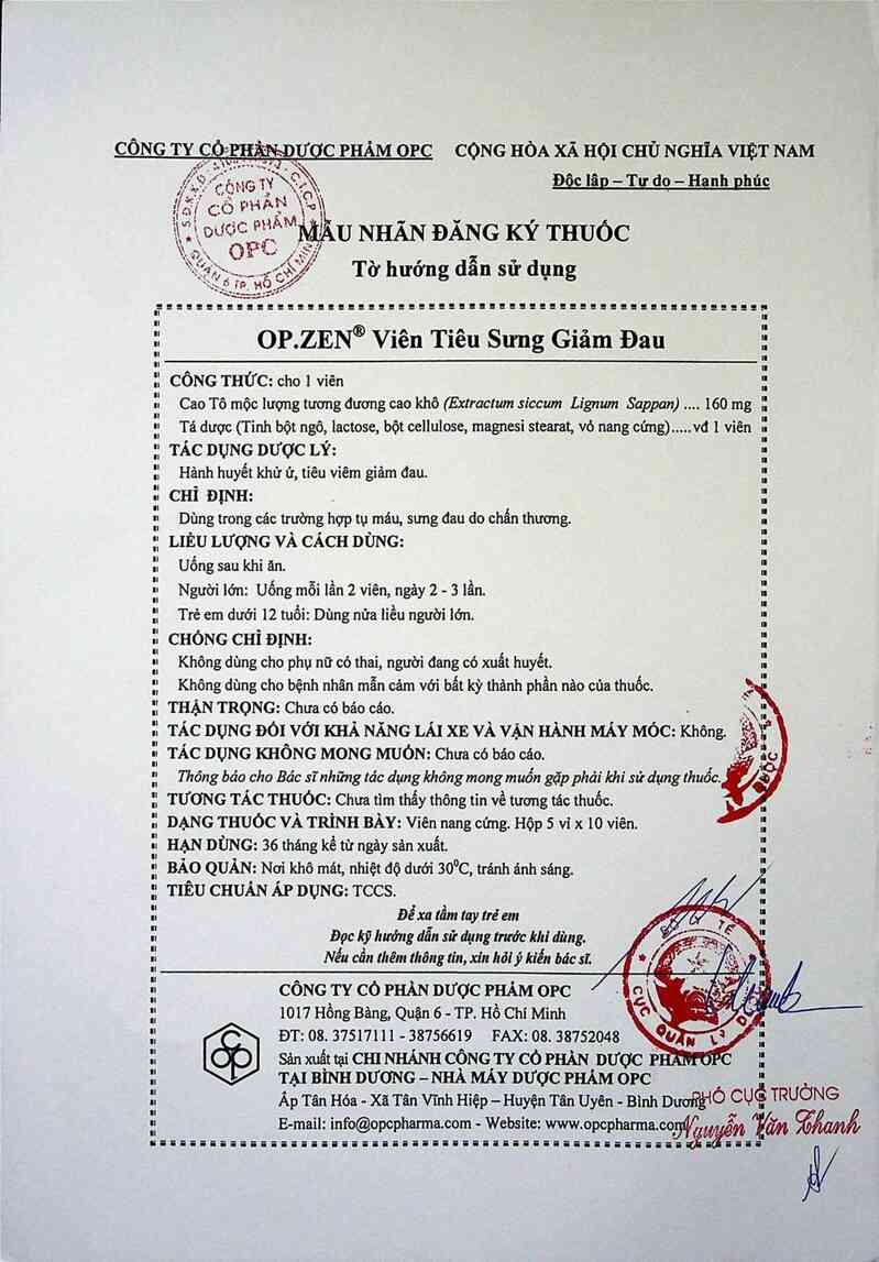 thông tin, cách dùng, giá thuốc Op.Zen Viên tiêu sưng giảm đau - ảnh 2