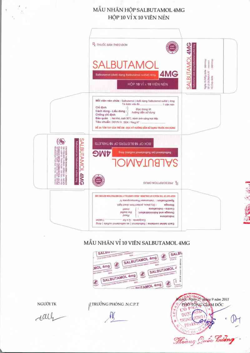 thông tin, cách dùng, giá thuốc Salbutamol 4mg - ảnh 1