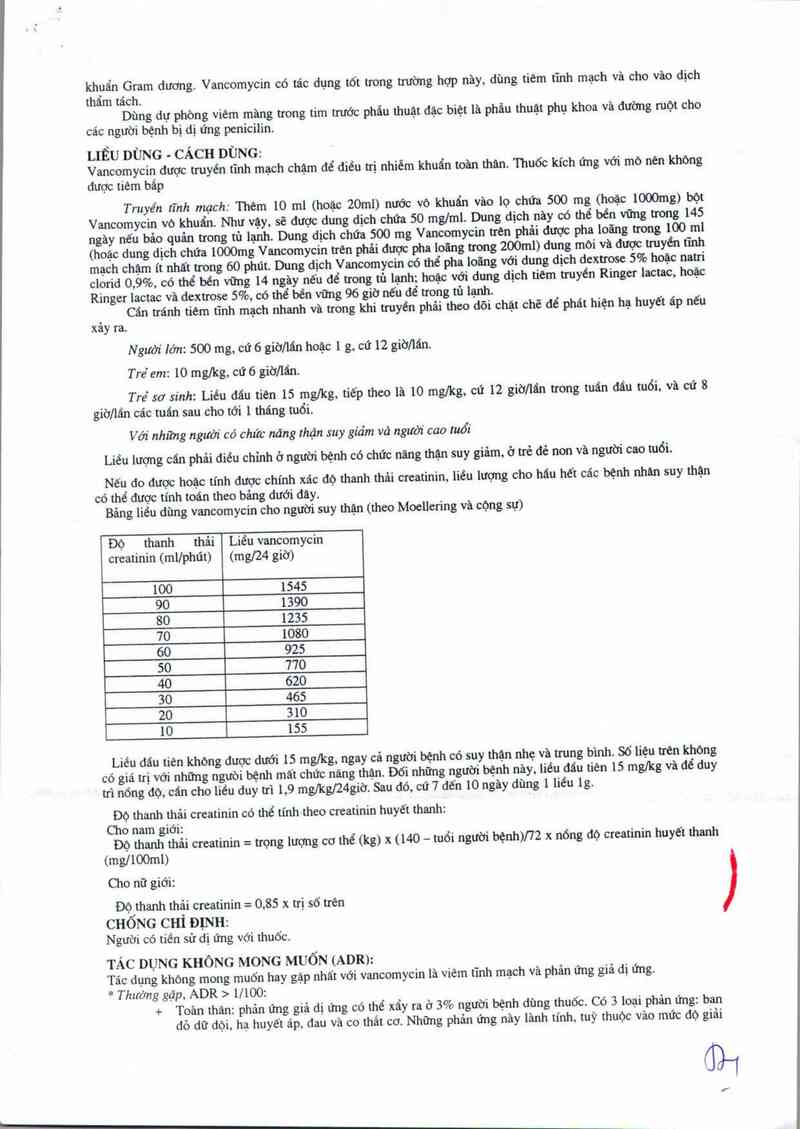 thông tin, cách dùng, giá thuốc Vancomycin 0.5G - ảnh 4