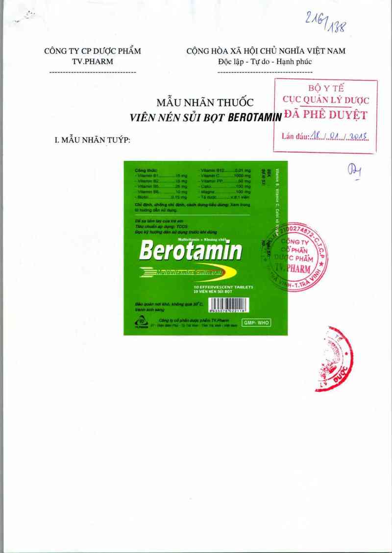 thông tin, cách dùng, giá thuốc Berotamin - ảnh 0