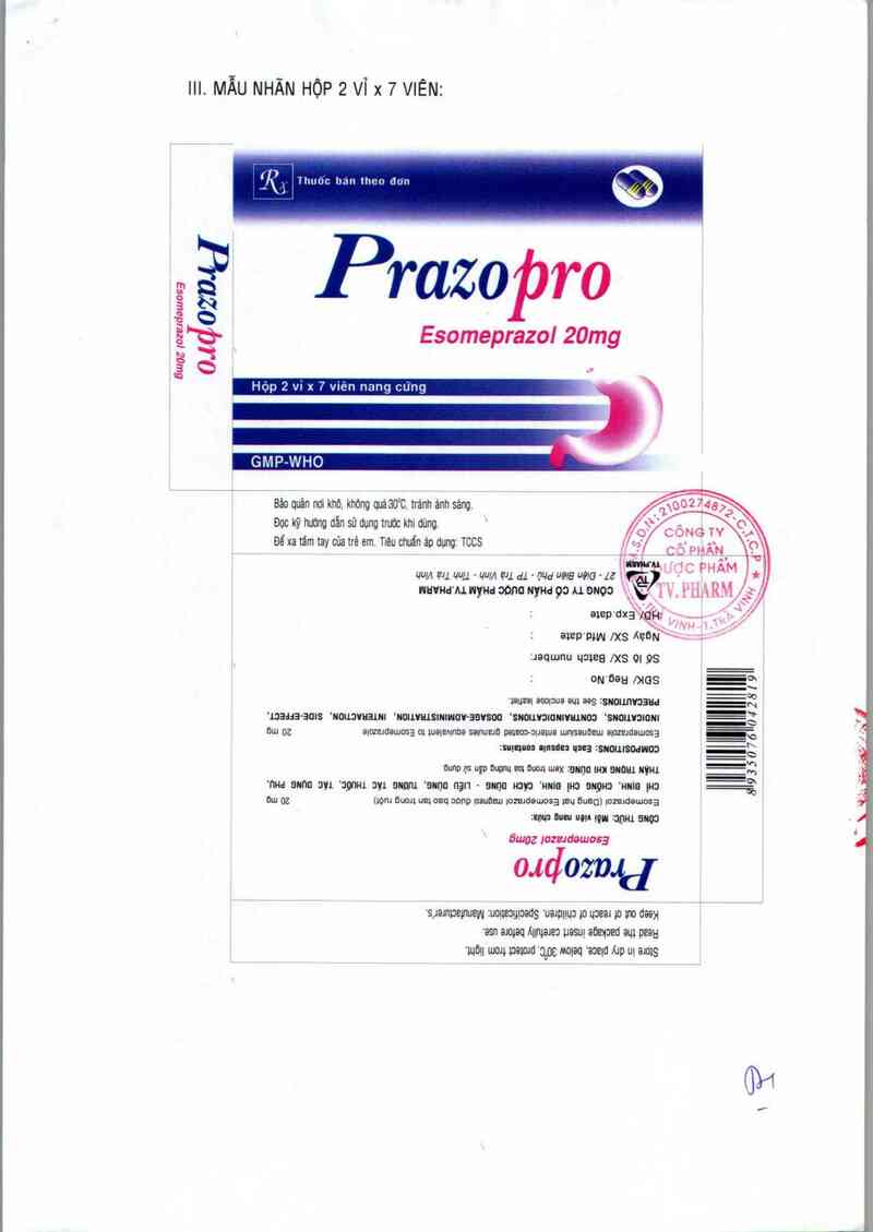 thông tin, cách dùng, giá thuốc Prazopro 20mg - ảnh 2