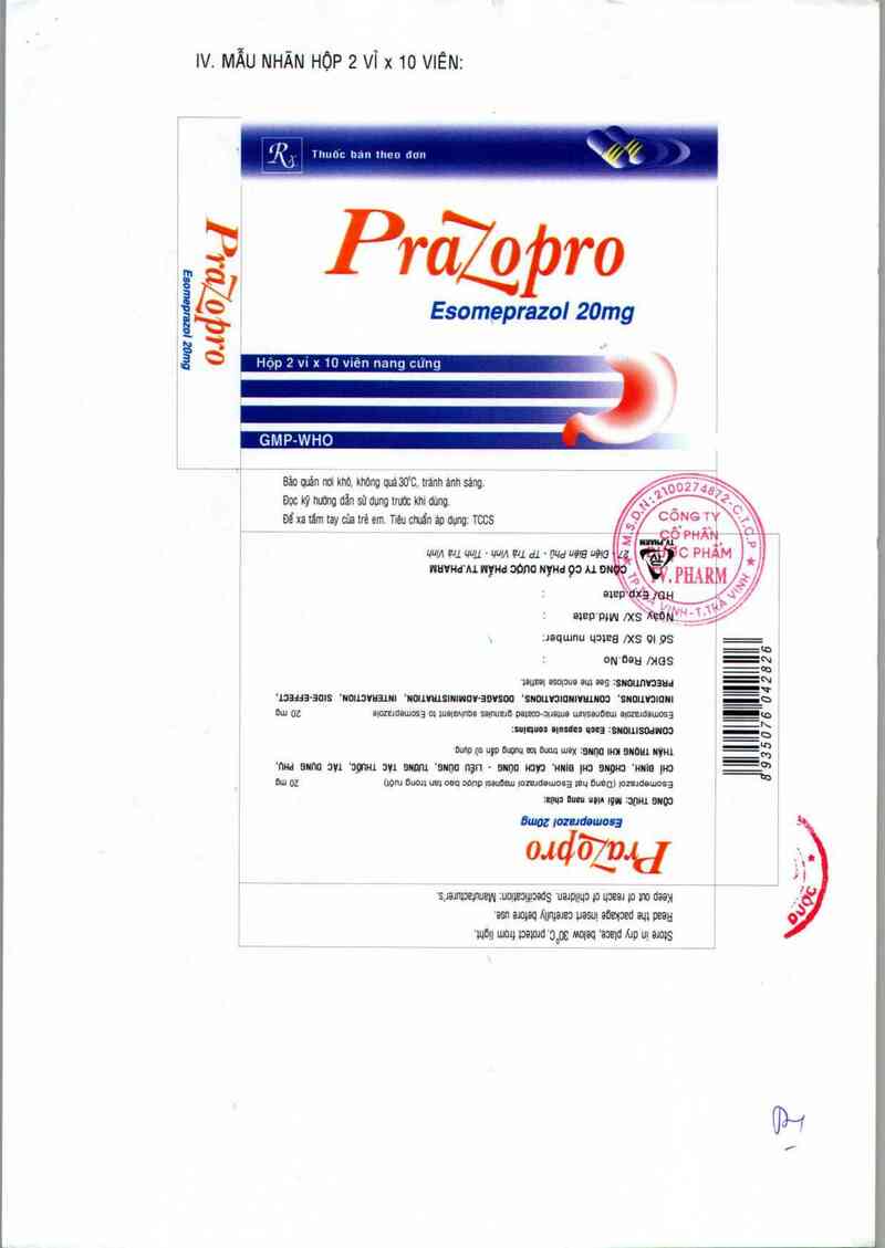 thông tin, cách dùng, giá thuốc Prazopro 20mg - ảnh 3