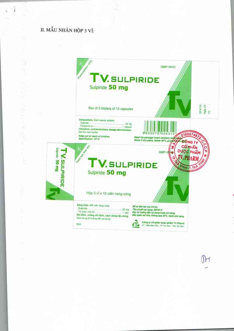 thông tin, cách dùng, giá thuốc TV. Sulpiride - ảnh 1