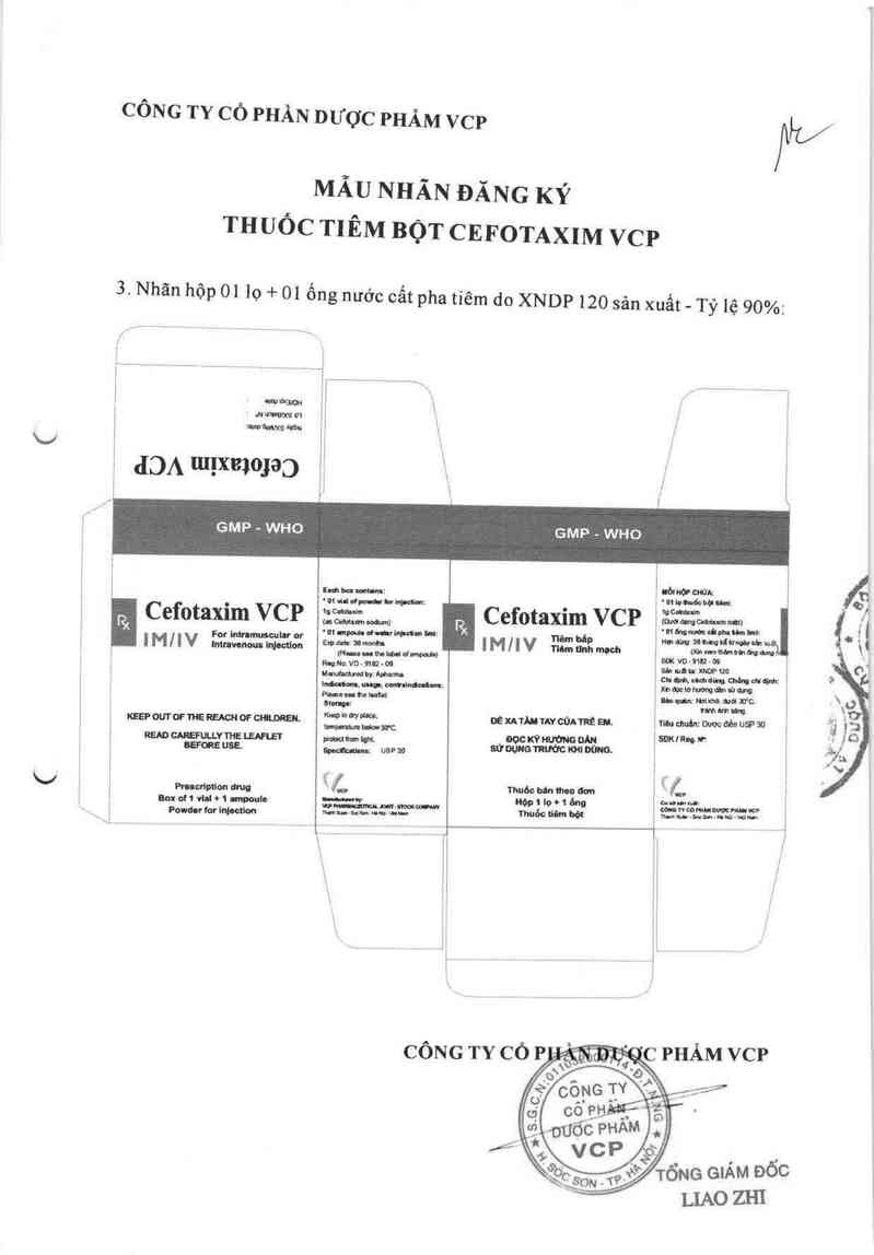 thông tin, cách dùng, giá thuốc Cefotaxim VCP - ảnh 1