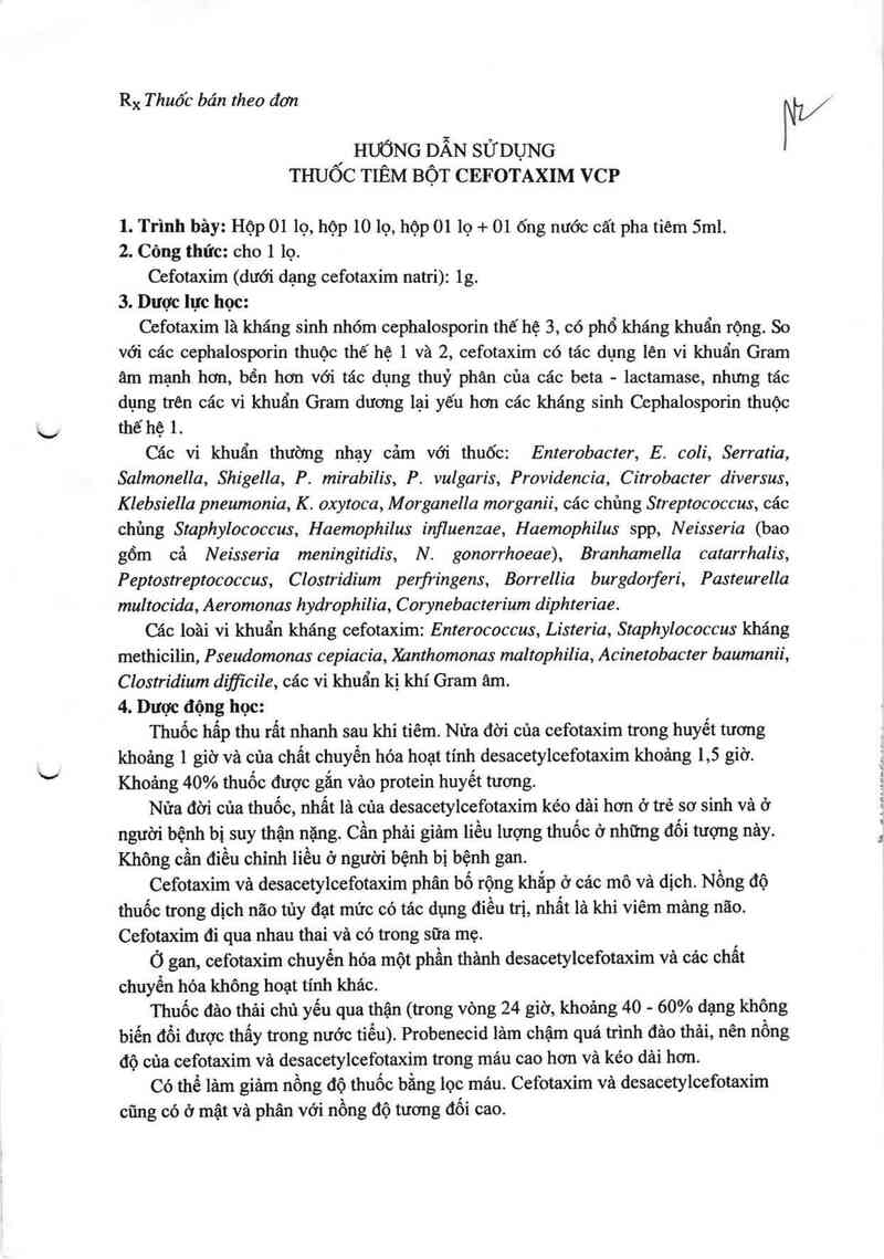 thông tin, cách dùng, giá thuốc Cefotaxim VCP - ảnh 4