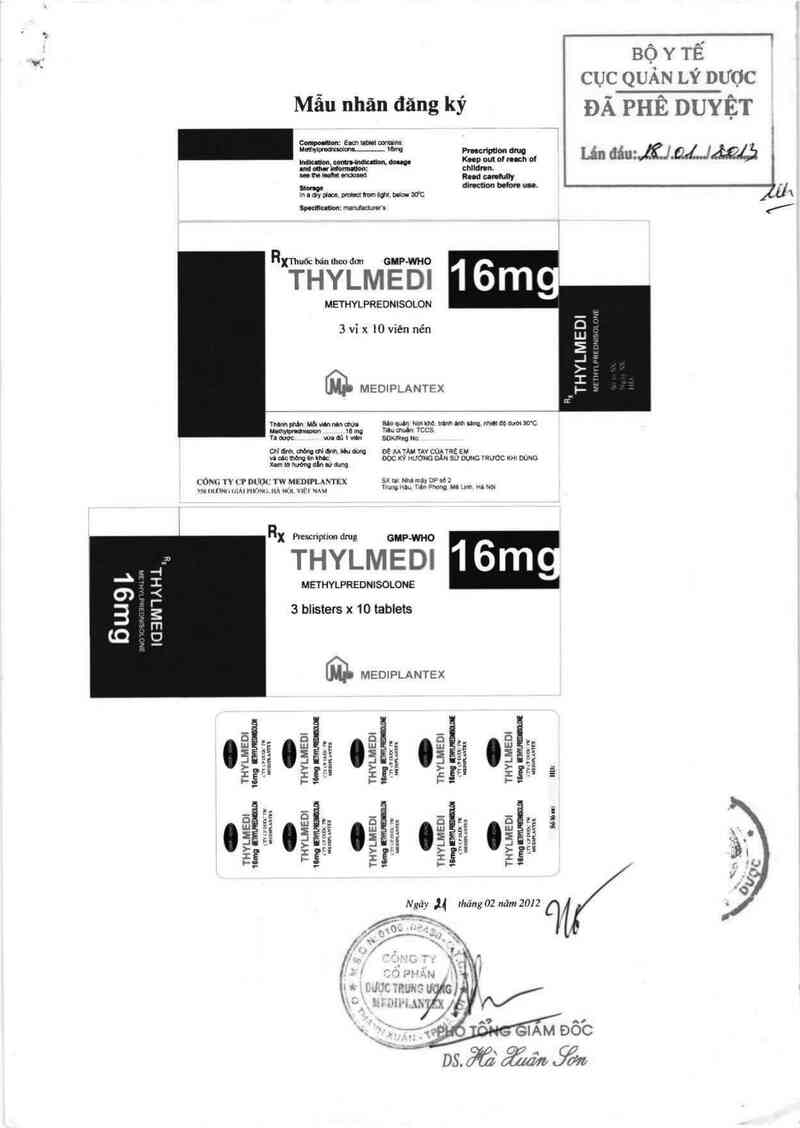 thông tin, cách dùng, giá thuốc Thylmedi 16 mg - ảnh 0