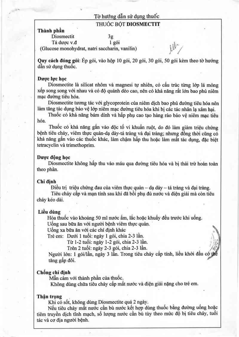 thông tin, cách dùng, giá thuốc Diosmectit - ảnh 5