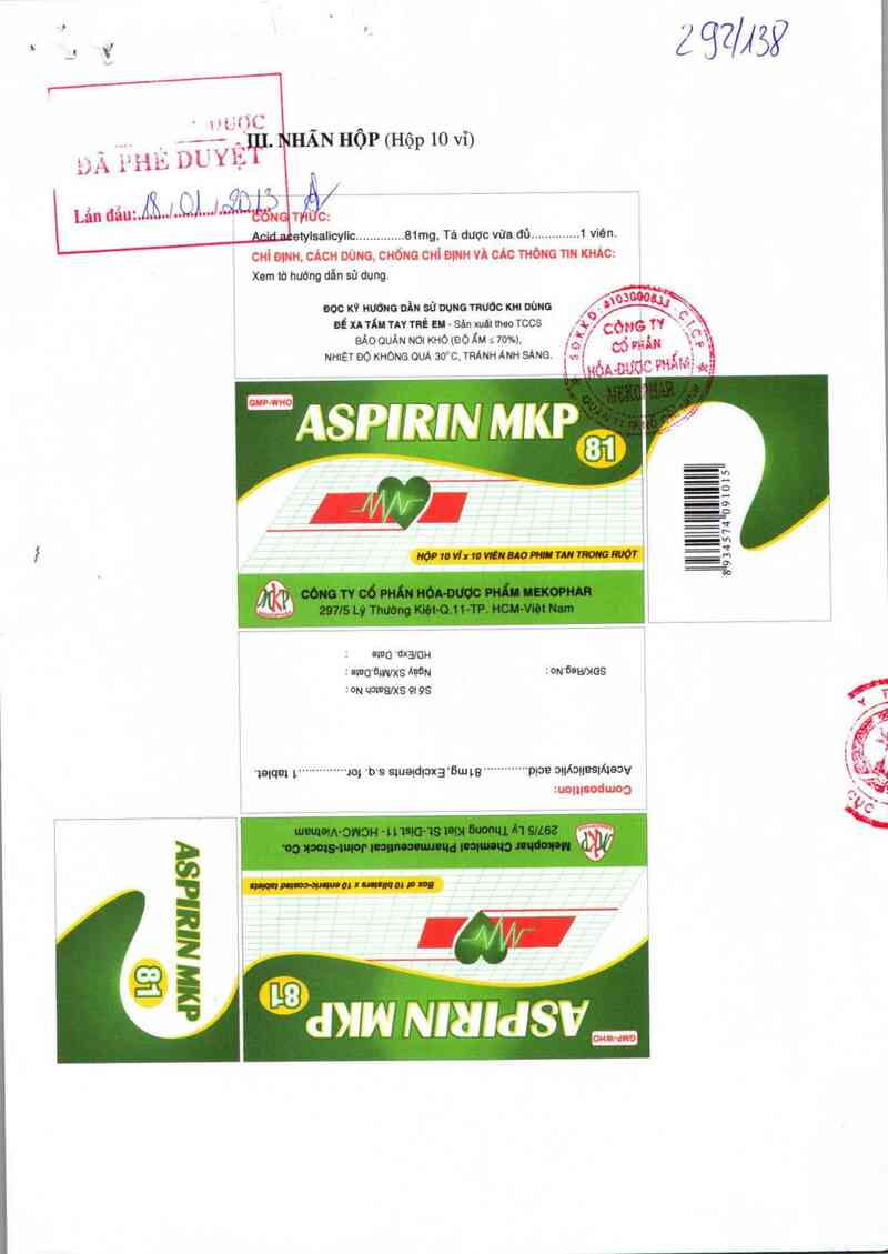 thông tin, cách dùng, giá thuốc Aspirin MKP 81 - ảnh 0