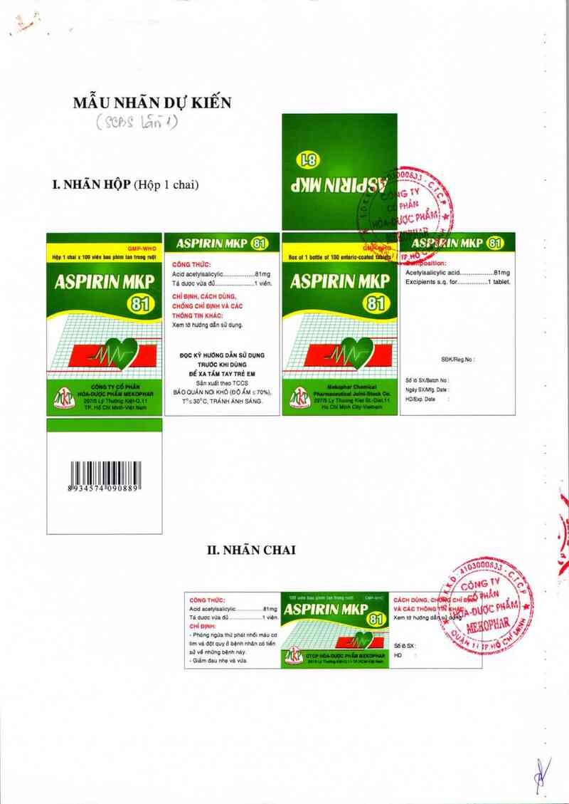 thông tin, cách dùng, giá thuốc Aspirin MKP 81 - ảnh 4