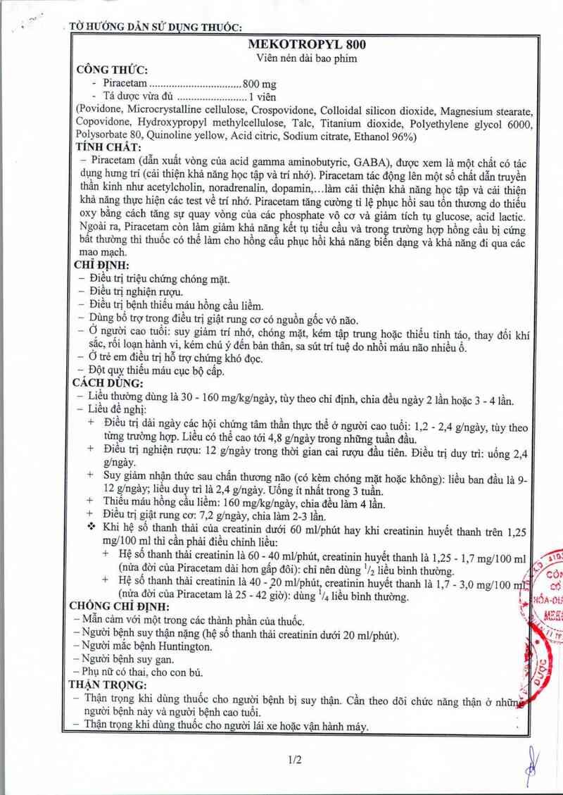 thông tin, cách dùng, giá thuốc Mekotropyl 800 - ảnh 3