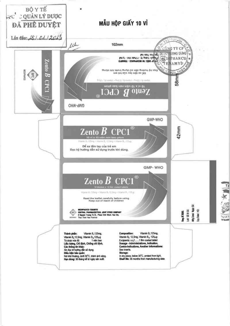 thông tin, cách dùng, giá thuốc Zento B - CPC1 - ảnh 0