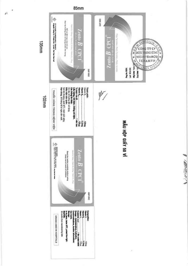 thông tin, cách dùng, giá thuốc Zento B - CPC1 - ảnh 1