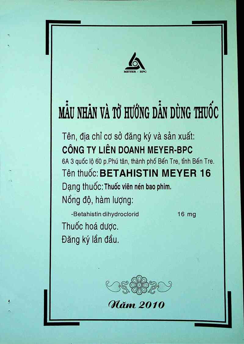 thông tin, cách dùng, giá thuốc Betahistin Meyer 16 - ảnh 0