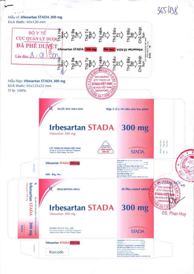 thông tin, cách dùng, giá thuốc Irbesartan Stada 300 mg - ảnh 0